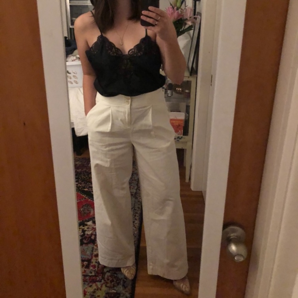 White Pleated Trousers